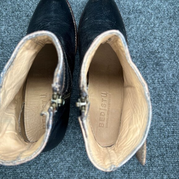 Bed Stu Begin Ankle Boots Women's 8.5 Black Rustic Leather Western Buckle Bootie - Picture 10 of 16